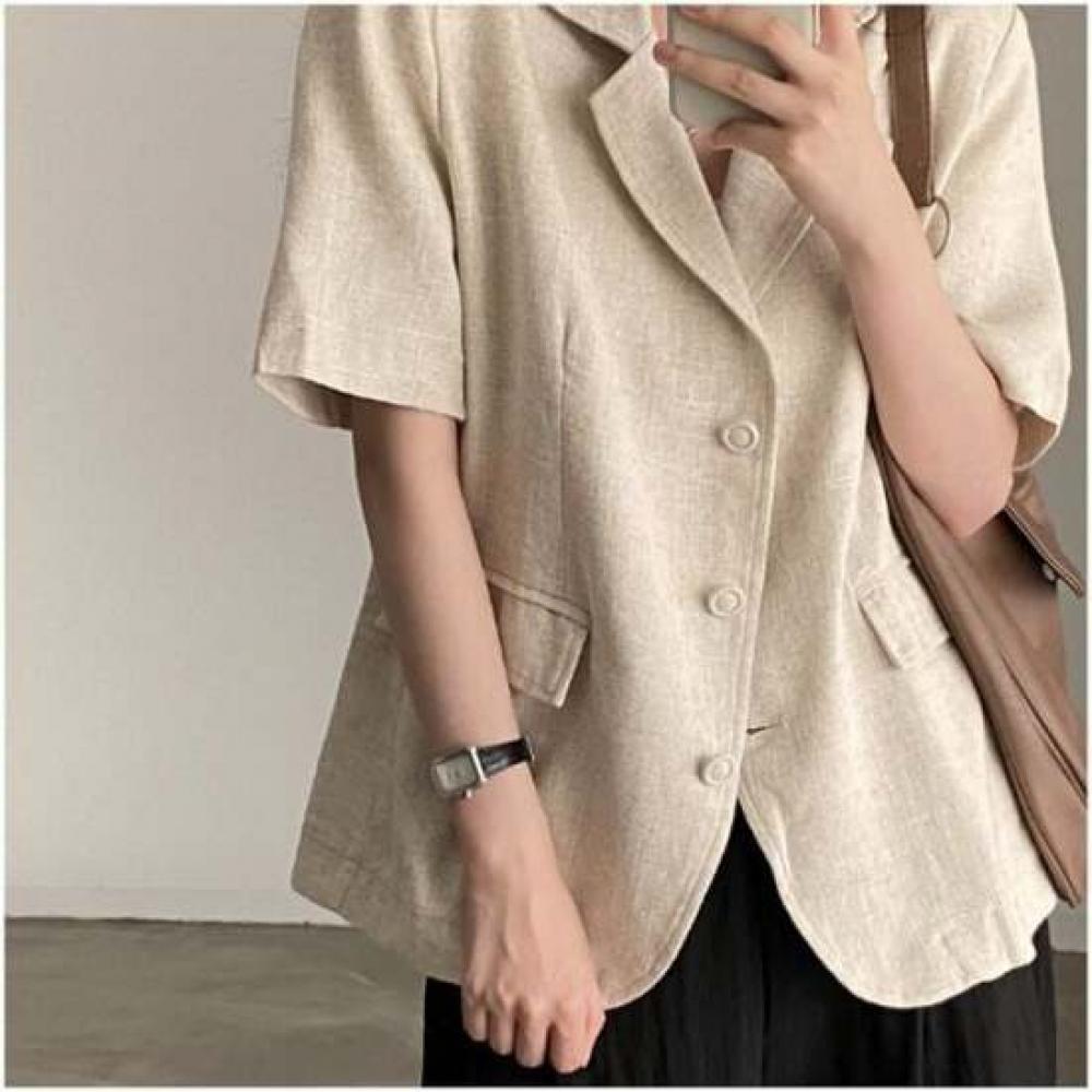 Shop Women S looSe Fit Linen Short Sleeve Jacket Workwear Won Wjp Wfi9bou