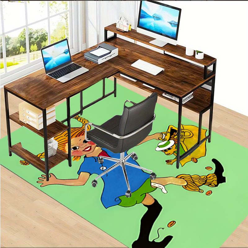 Pippi Langstrumpf Polyester Teppich, Weiche Indoor Matte für Bürostuhl, Wohnzimmer, Schreibtisch - Dekoratives Home Office Teppich Design