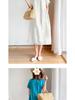 Cross-border Summer A-line Midi Dress: Short Sleeve, Solid Color, Literary Style, Women's Loose Fit