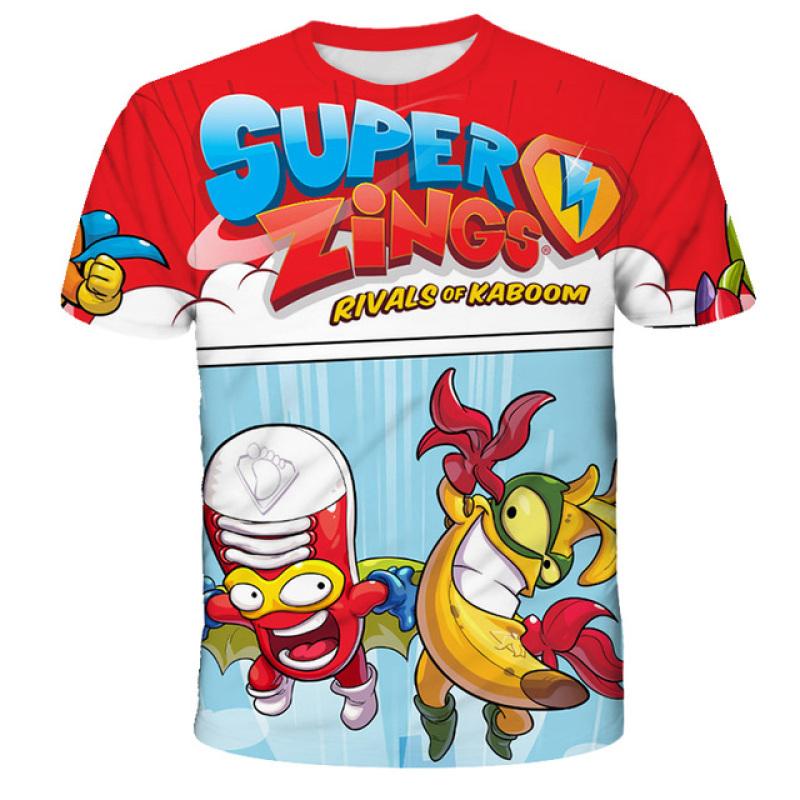 Cartoon Super Zings T-Shirt Boys Girls Summer Print Short Sleeve T Shirt Children Hip Hop Clothes Kids Superthings Harajuku Tees