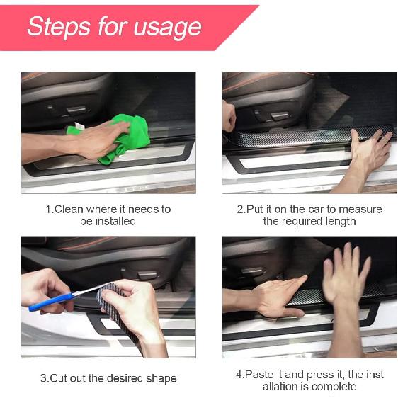 Anti Slip Car Door Entry Guard, DIY Adhesive Door Sill Protector, Nano Tape Films PEVA Cover, Rear Trunk Edge Guard Protection, Car Accessories
