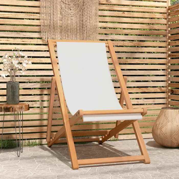 VidaXL Chaise de terrasse Teck 56x105x96 cm Couleur crème 43802