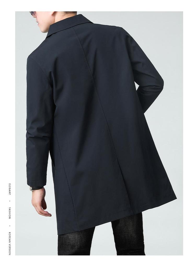 Men's Mid-Length High-End Trench Coat - Trendy Casual & Business Attire for Spring and Autumn