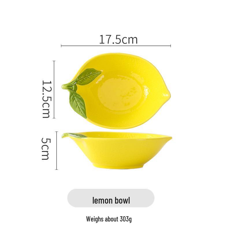 

Мультяшная лимонная посуда: Креативный керамический набор: фруктовая тарелка и салатник