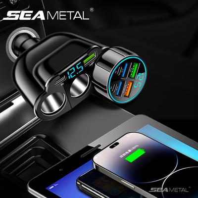 SEAMETAL Mehrfachanschluss Autoladegerät Schnellladen PD Superschnellladen Für iPhone Xiaomi Samsung Digitalanzeige