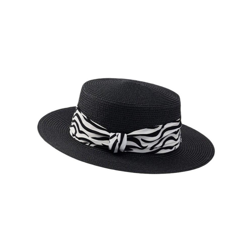 

Wide Brim Straw Woven Hat with Leopard Print Belt Women s Sun Hat Sunscreen Bucket Hat Seaside