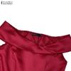 ZANZEA Elegant Women Off Shoulder Casual Sleeveless Long Dress