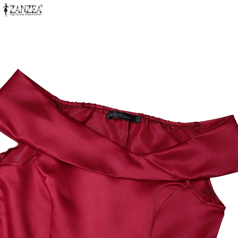 ZANZEA Elegant Women Off Shoulder Casual Sleeveless Long Dress