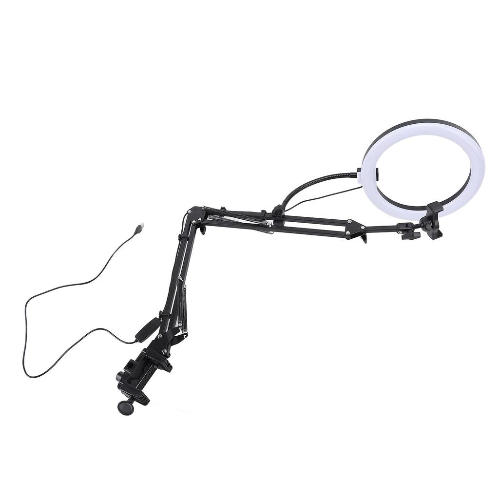 26cm Ring Light Overhead Phone Mount 5cm Maximum Clamp Thickness Desk Ring Light with Clamp for Make