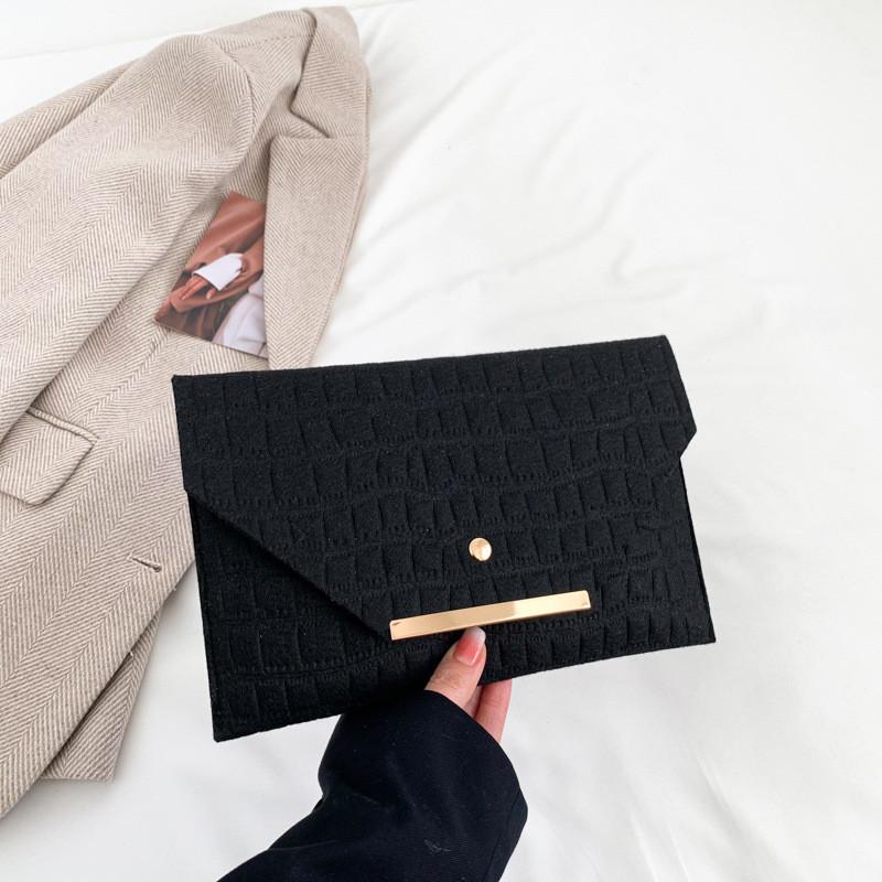 Стильный ретро клатч-конверт для женщин Шикарная весенняя модная сумочка чёрный