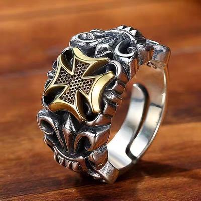 Retro Cross Anchor Ring Men's Hip-hop Punk Trendy Men's Live Mouth Ring