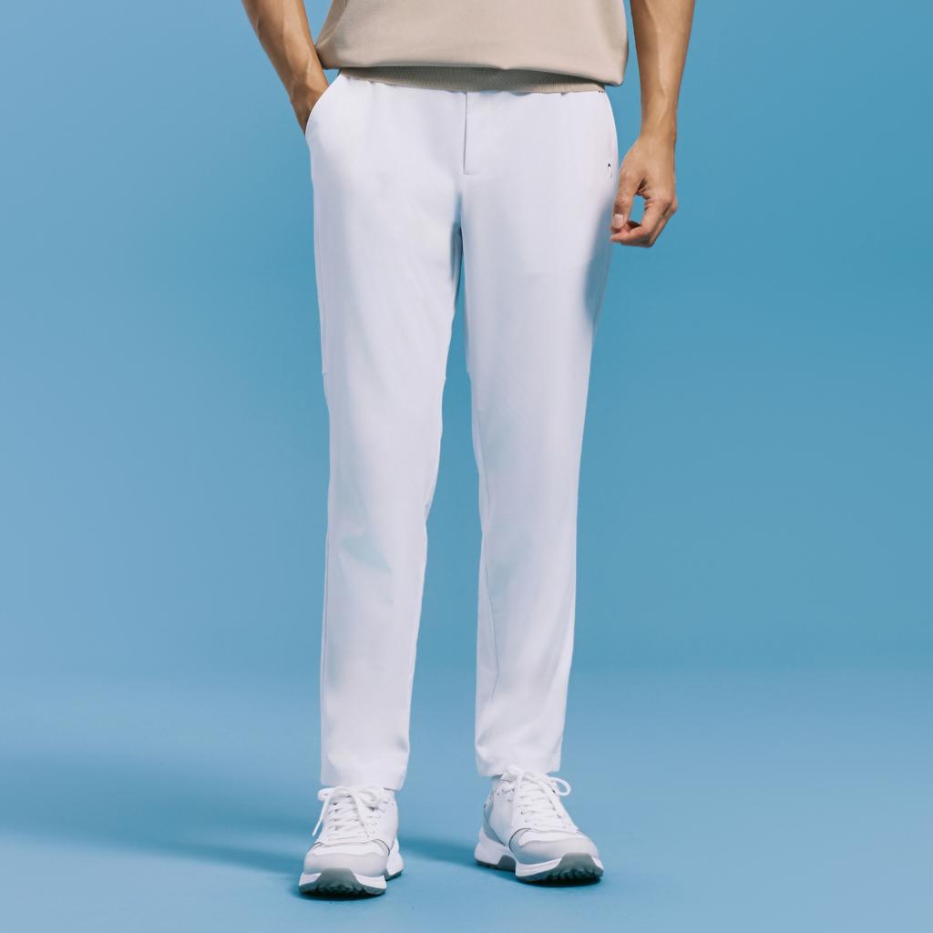 CHALLENGER Men'S Standard Fit Mesh Elastic Banding Perforated Detail Pants White