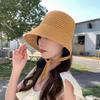 Fashion knitted bucket hat niche summer out shading thin sunscreen hat after shading split tether tide