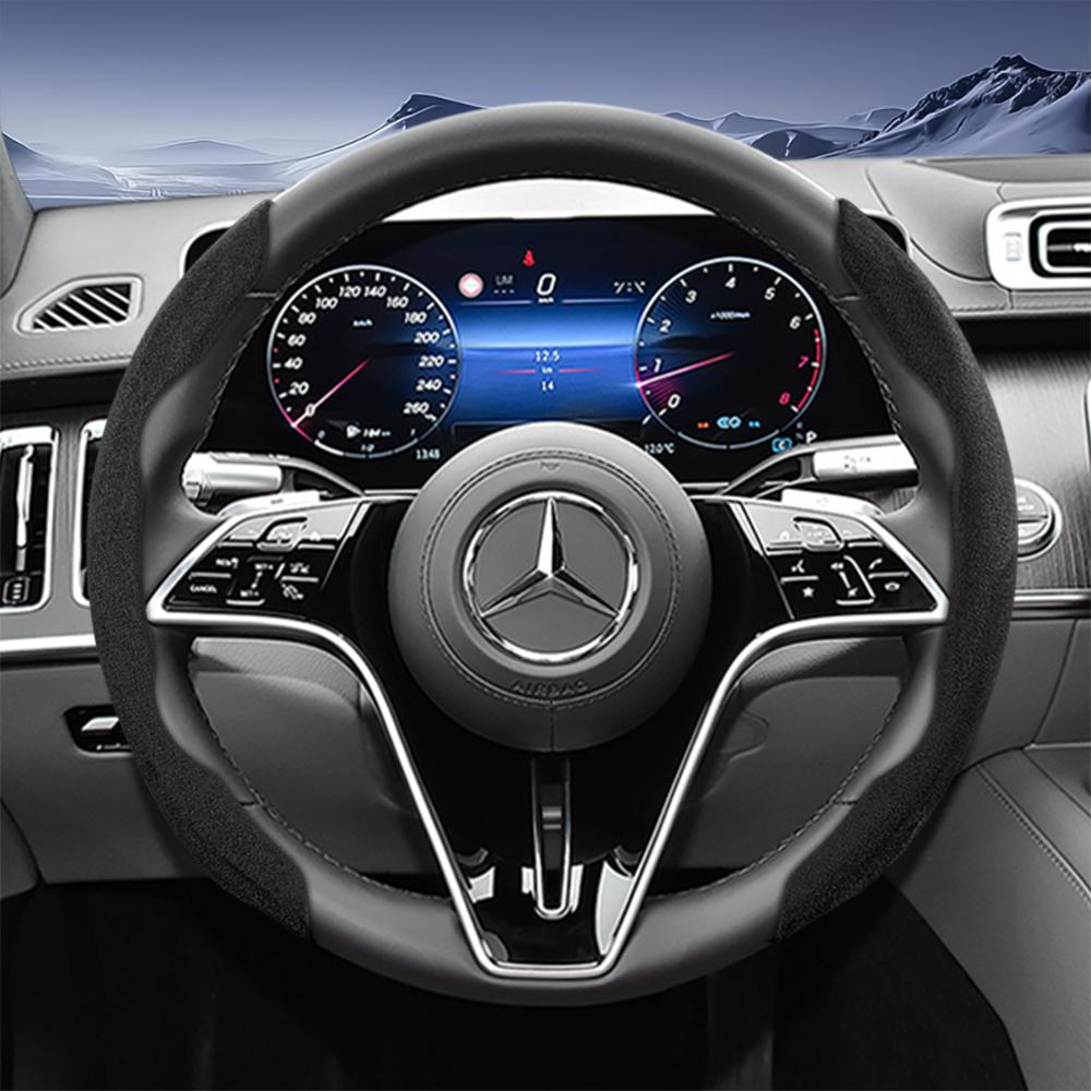 Suitable for Mercedes-Benz Sports Suede Steering Wheel Covers with Split Snap-On Design for V G S a E C Class Gle Glc Gla Glb Cls Cla Eqb Eqe Eqs Amg 