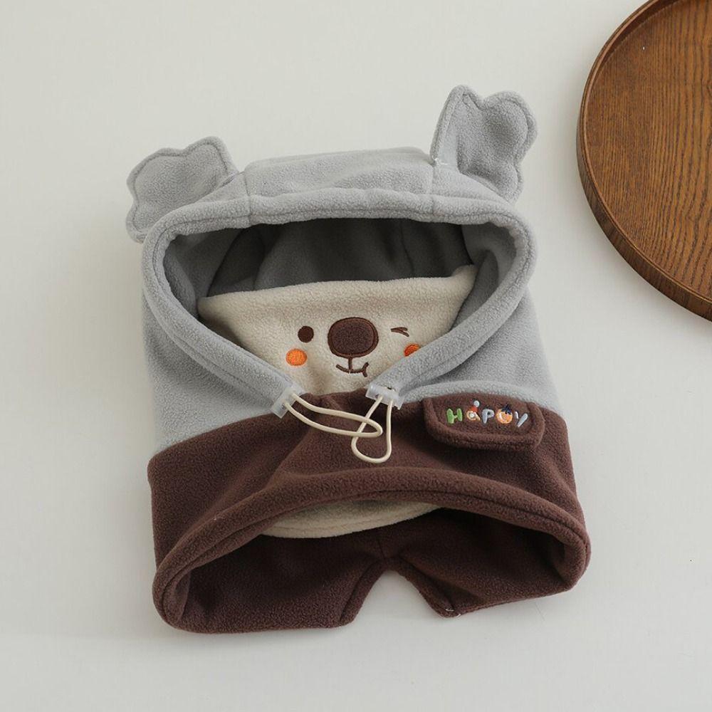Windproof Kids Winter Fleece Hat Ear Flaps Pullover Beanie New Integrated Scarf Hat Boys Girls