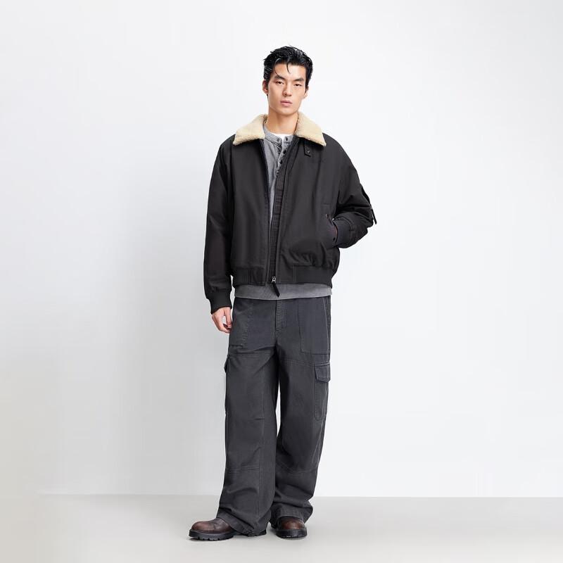 JACK&JONES Men's Retro Padded Jacket with Detachable Faux Fur Collar