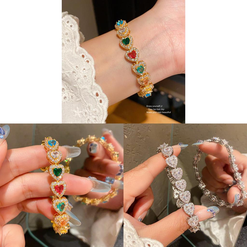 Vintage Silber Herzform Handkette Mit Zirkonia Für Damen Mode