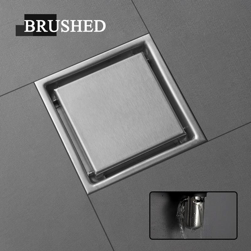 Hidden Type Square Tile Insert Floor Waste Grates Shower Drain 304 Stainless Steel Balcony Bath Corner Deodorant Floor Drain
