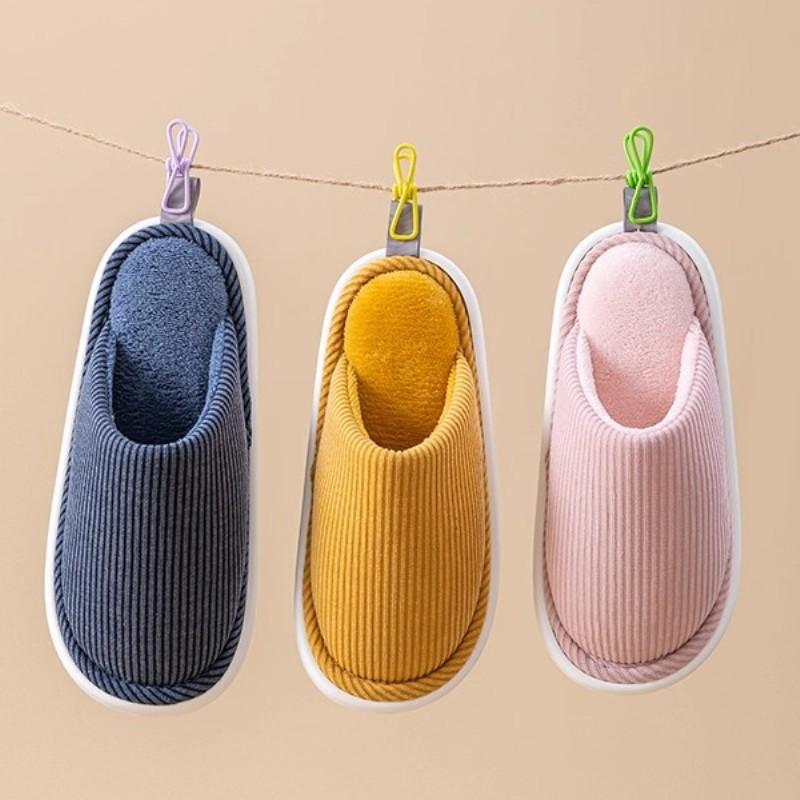 Japanese Style Indoor Soft Sole Anti Slip Cotton Slippers Women Fleece Warm Floor Silent Plush Slippers Men