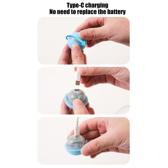 Electric Rolling Ball Cat Toy Automatic Moving Smart Ball with Light Interactive Kitten Teaser for Indoor Cats Bored Relief