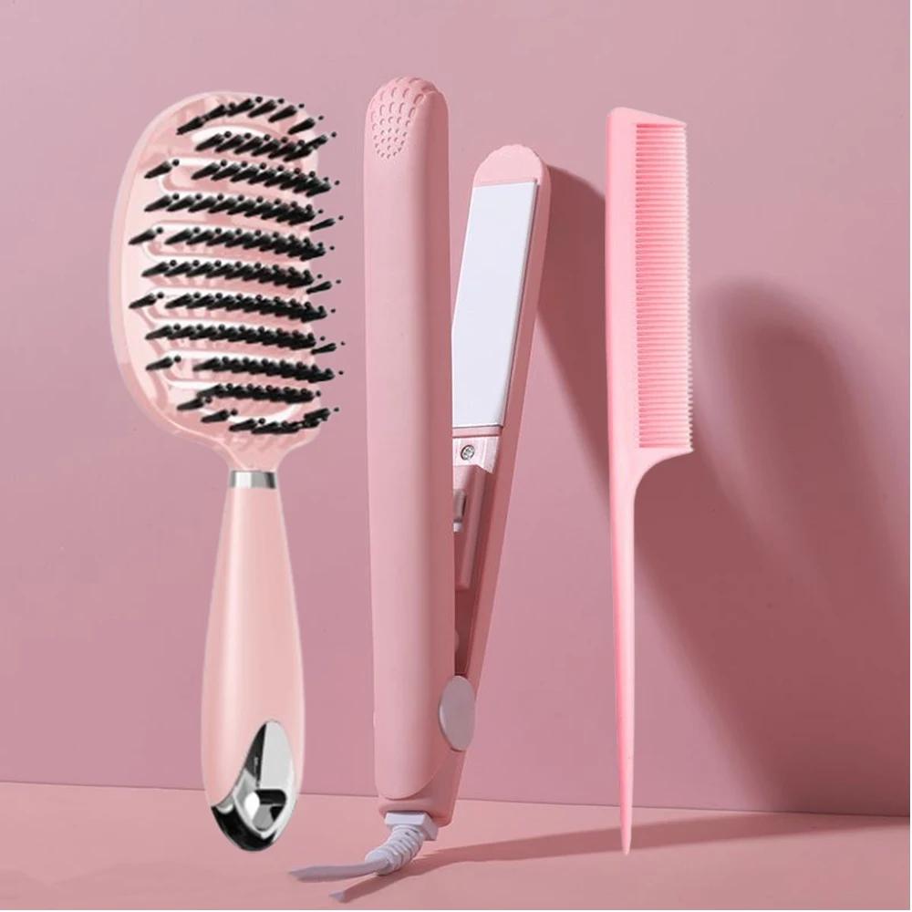 Pink Ceramic Flat Iron Hair Straightener For Smooth Finish Ceramic Floating Plates Quick Heat Up Pro Salon Curler Hair Wand Tymo