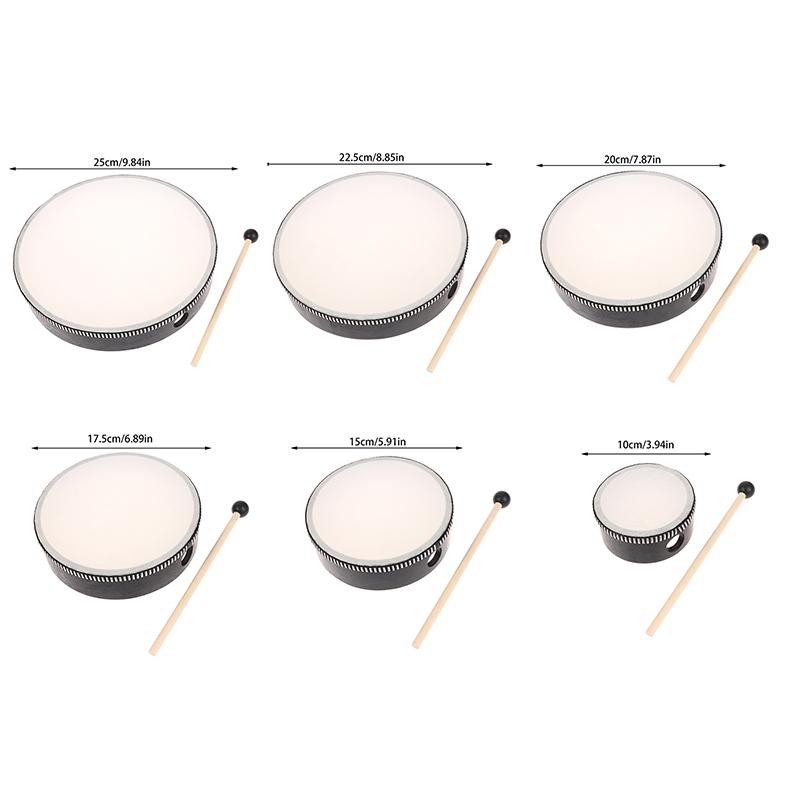 1Pc 4/6/7/8/9/10 Inch Wooden Frame Drums Hand Drum With Drum Stick Set Percussion Instrument For Kids Infant Enlightenment Tools