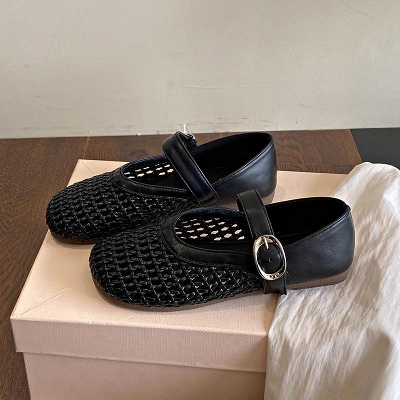 Flat bottom soft leather soft bottom is not tired, flat bottom shallow mouth single shoes 2025 new popular women's one-pedal lazy shoes