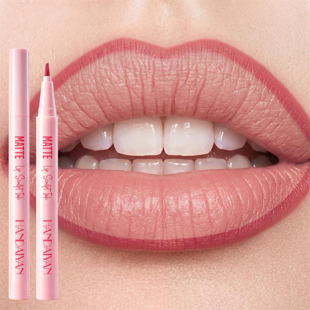 2-in-1 Lip Liner Lipstick Pen Waterproof Smudge-proof Non-stick Cup Lip Contour Pen Easy Coloring Non-fading Color Lips Makeup