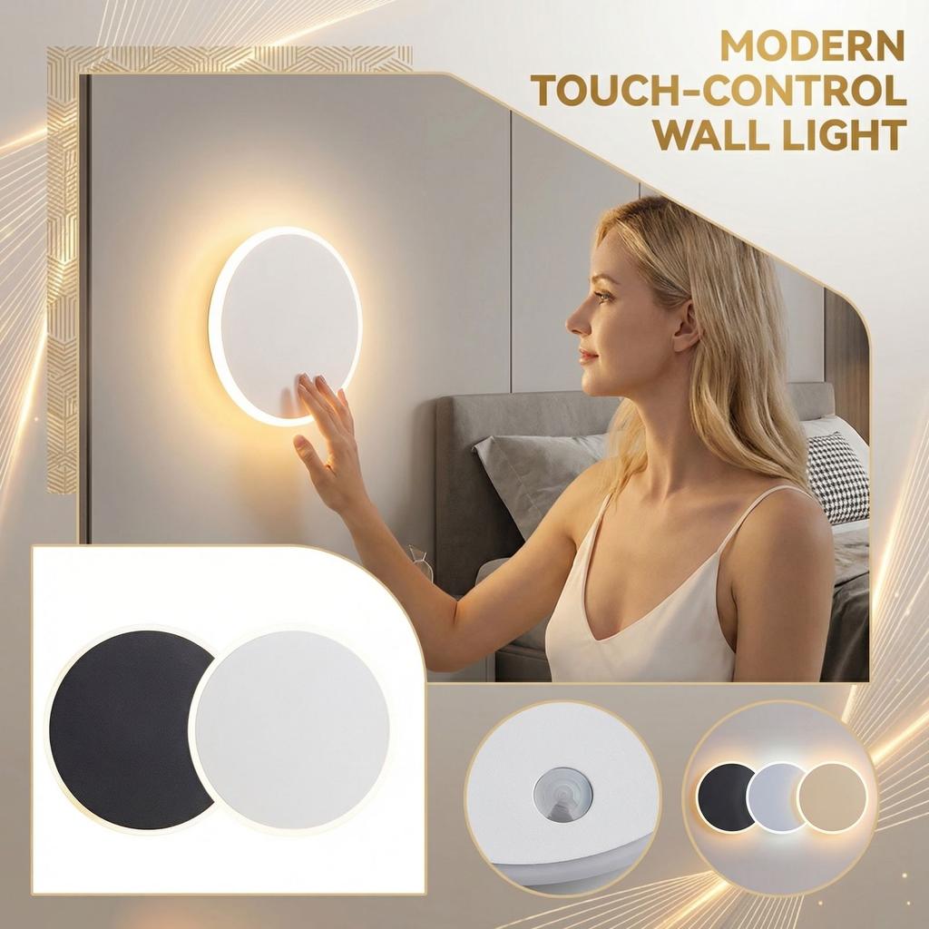 Bedroom Lamp, Bedside Lamp, Lighting, Corridor Background Wall, Living Room Lamp, , Three-color Dimmable LED Round Wall Lamp