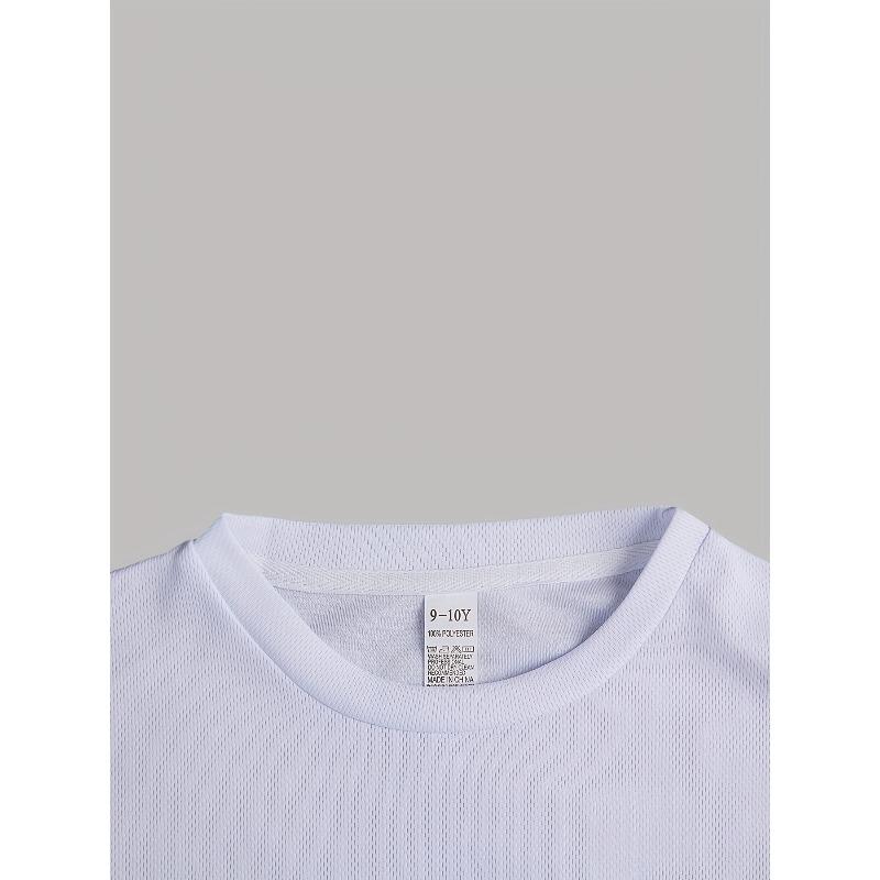 European Size Boys Round Neck Short Sleeved T Shirt with Unique English Print I 6 Now I'm 7