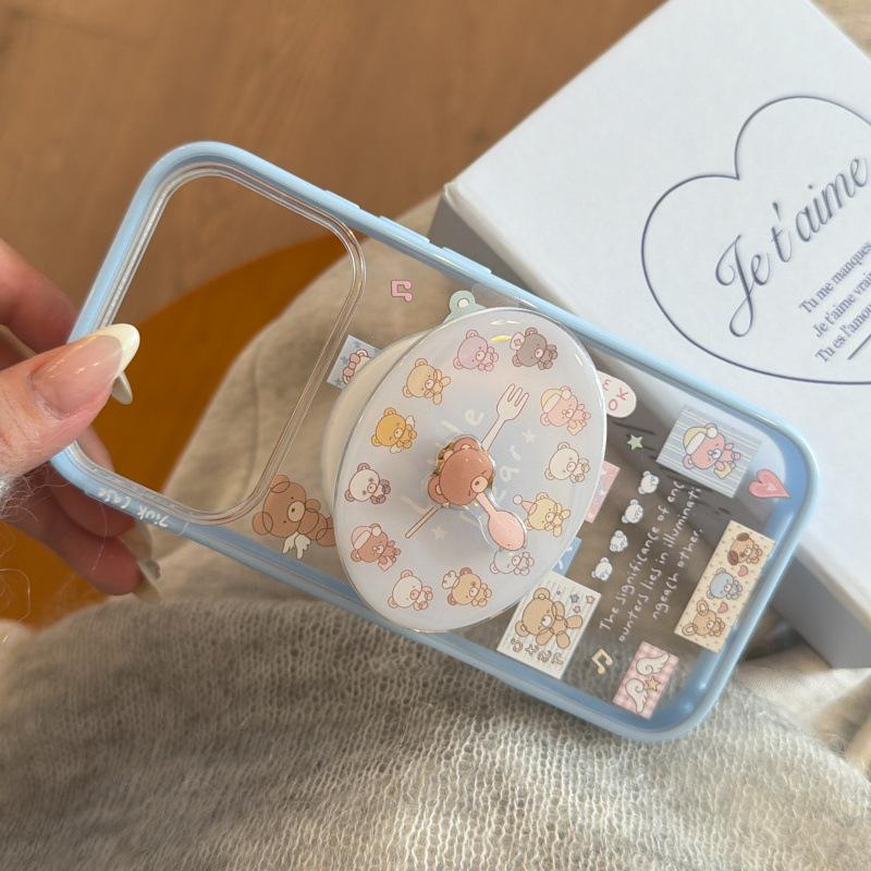 Rotating Cartoon Bear Stand Case for Apple 17Promax/16Pro/15Pro