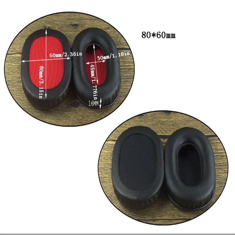 2PCS Square Oval Headphone Earpads Soft Leather Memory Foam Ear Cushion Cover