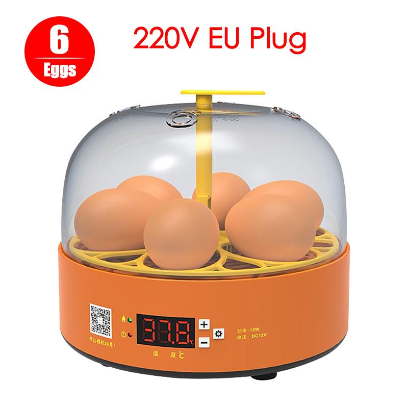 6 Яиц Полностью Автоматический Поворотный Инкубатор Инкубатор Машина для Выращивания Птенцов Мини Бытовой Цифровой Контроль Температуры Устройство для Вылупления