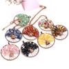 Ancient Red Copper Winding Natural Stone Crystal Tree Of Life Necklace Colorful Stone Necklace Jewelry N105