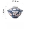 1pc Kitchen Utensil Accessories with Lid Round Bowl Household Japanese Ceramic Lid Bowl Suitable for Restaurant Household Use
