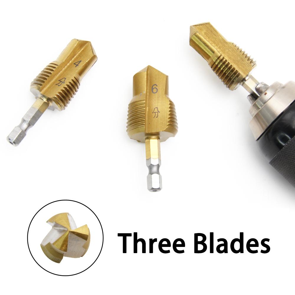 4/6 point hexagonal handle tapping lifting drill bit three blade step drilling water electrician PPR water pipe drilling tool