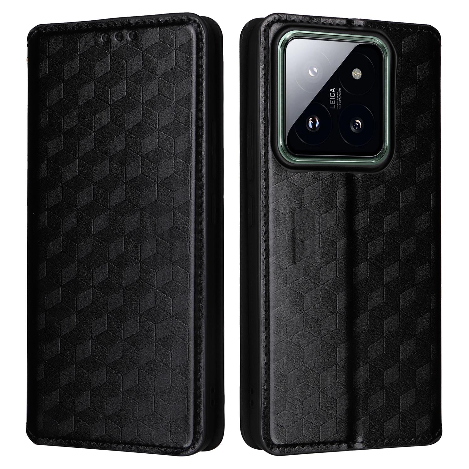 

For Xiaomi 14 Pro Cell Phone Case Magnetic Closing Leather Wallet Phone Cover Black