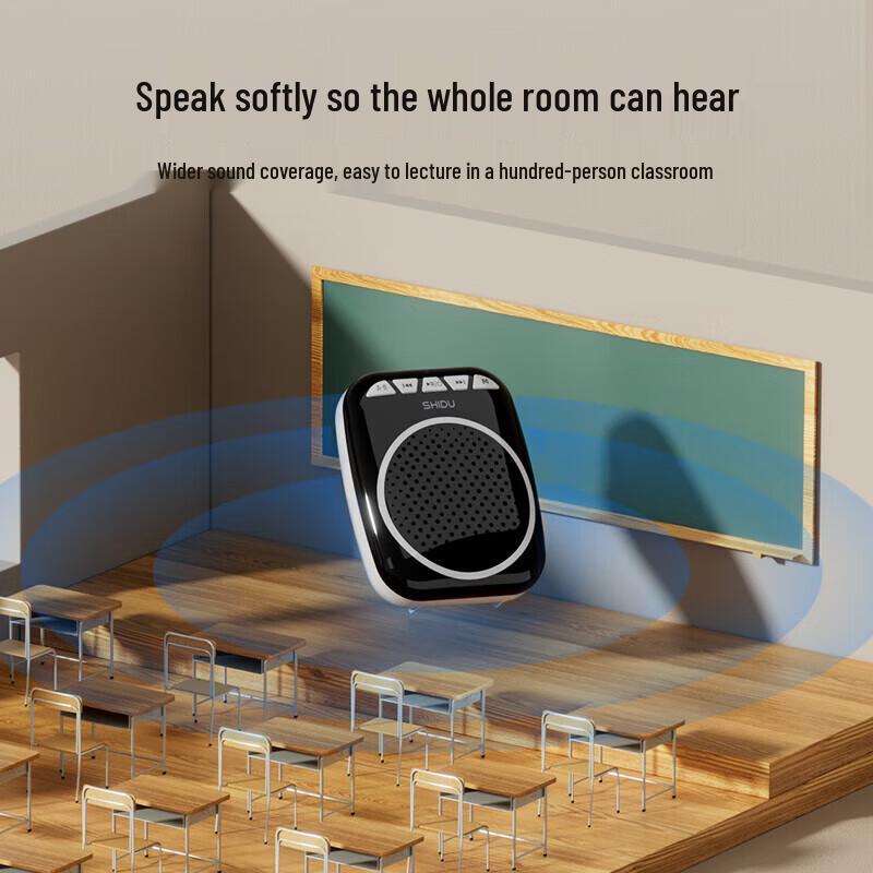 SHIDU S308 Portable Wireless Voice Amplifier with Microphone CN Plug (adapter Included)