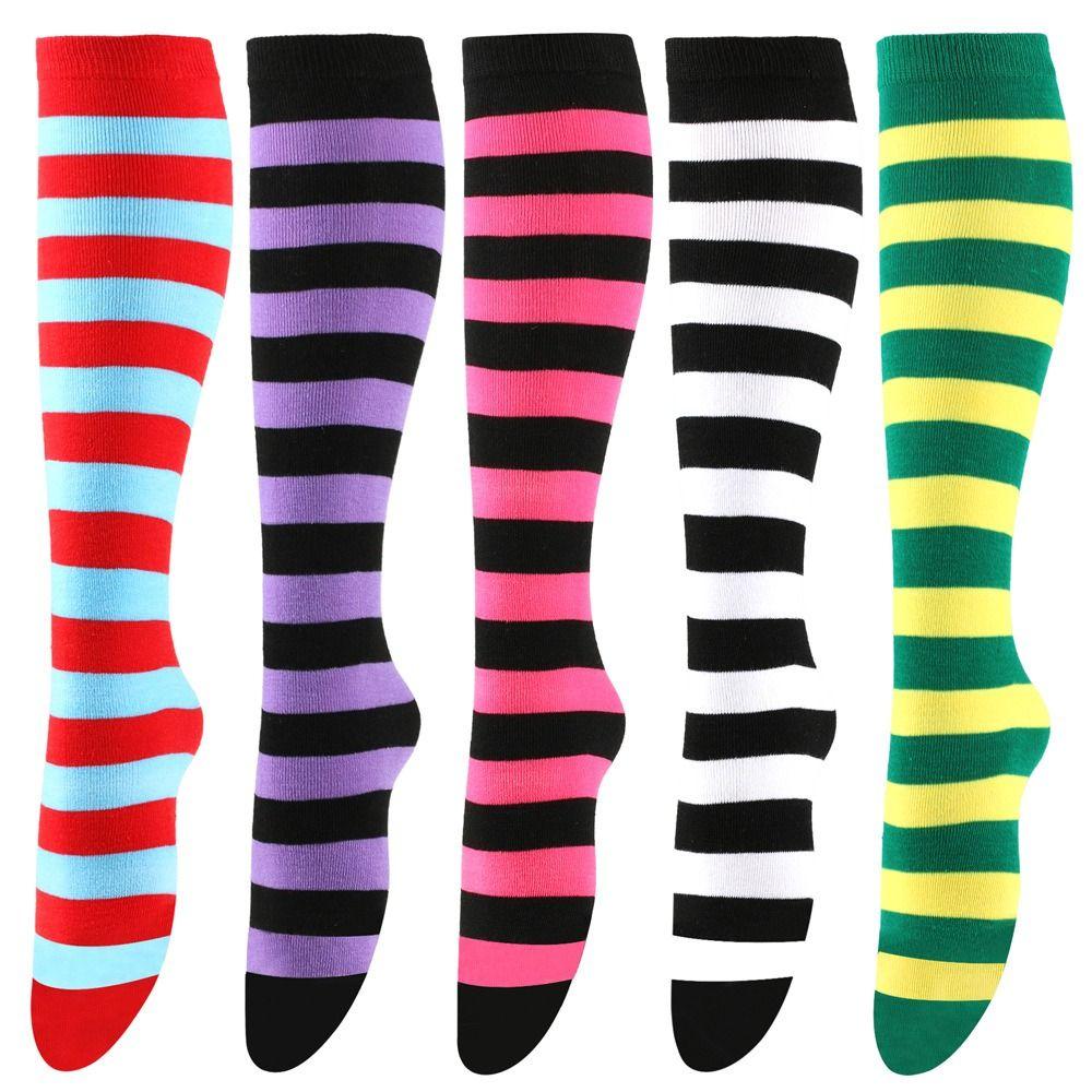 Knee High Striped Sock 9 Colors Calf Sock Fashion Accessory Striped Sock Costume Parties