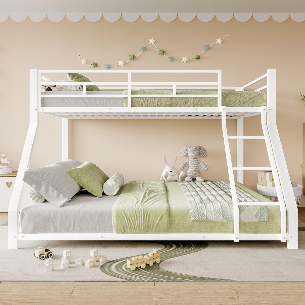 Etagenbett, 90*200 cm 140*200 cm, Rausfallschutz, Leiter, EN747 zertifiziert, ohne Matratze, Metall, weiß
