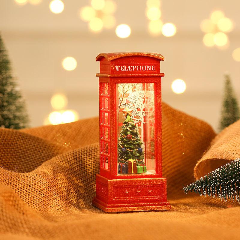 Christmas Telephone Booth Candle Lamp: Luminous Night Light Ornaments
