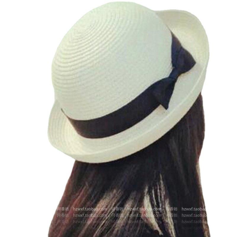 Summer Top Hat Children's Bowl Straw Hat, Pepper Bow Bowl Sunshade Sunscreen Beach Hat