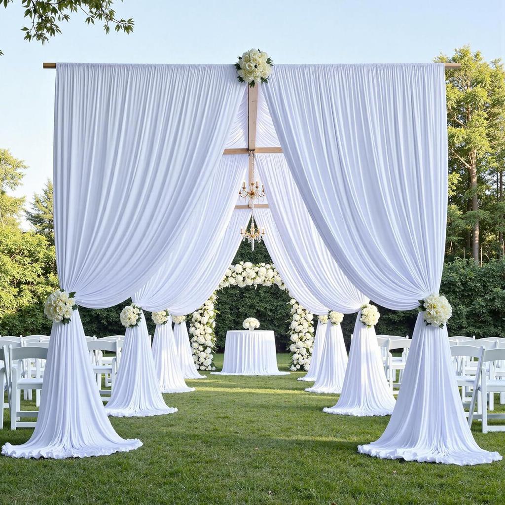 Wedding Stretch Fabric Rod Pocket Curtain for Scenic Decor