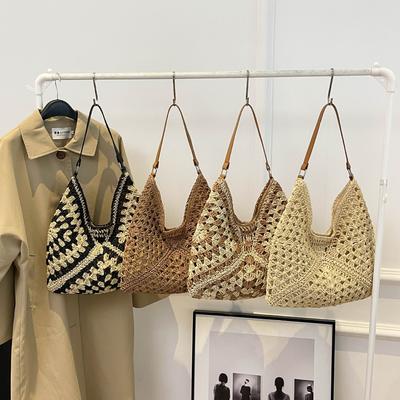 Borsa Intrecciata di Grande Capacità, Borsa a Spalla Singola, Borsa Casual da Spiaggia e Dune di Sabbia