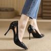 Fashion 2025 New Fashionable and Simple Leather Patent Leather High Heel Outdoor Walking Comfortable Shallow Mouth Light High Heels