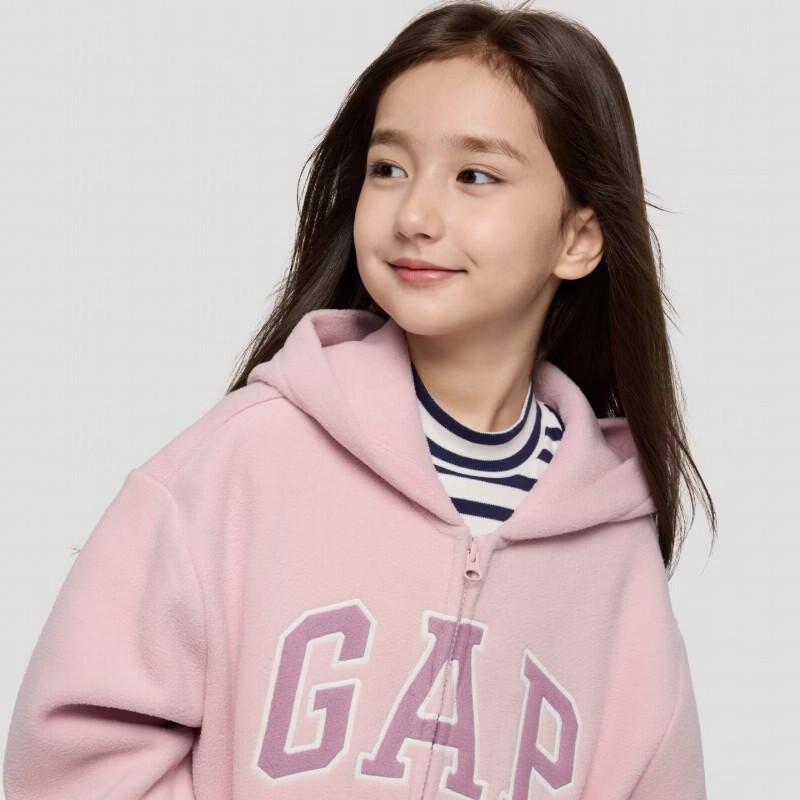 Gap Girls' Embroidered Fleece Hooded Sweatshirt Jacket