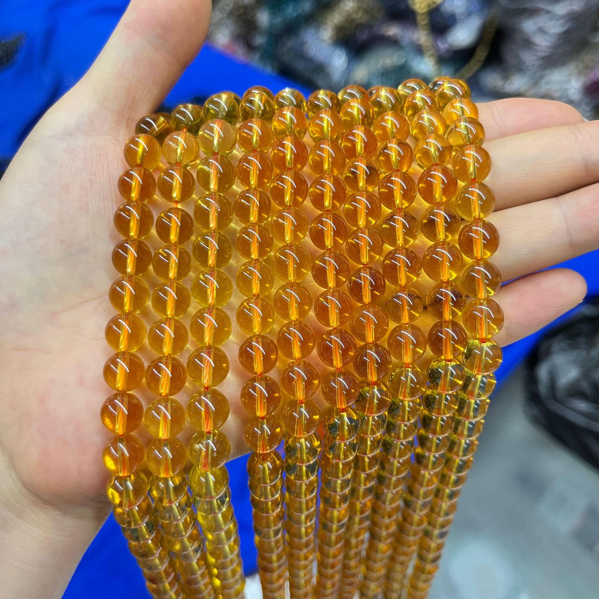 

Круглые бусины из пьезоэлектрического цитрина для браслетов и ожерелий - полуобработанные хрустальные ювелирные аксессуары 7mm