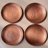 Mini Vintage Red Copper Coffee Cup Tray,Engraving Hammer Texture Home Breakfast Cheese Tableware,Snack Disc Table Decoration