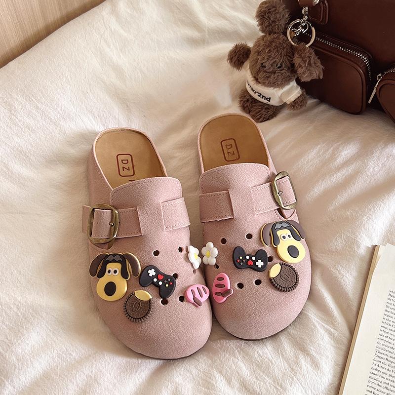 

Милые мультяшные тапочки-голова щенка женские 2025 весенняя мода универсальная верхняя одежда удобные на одной педали 38 розовый