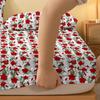 Simple 1 Modern Plant Flower Printed Matte Fitted Sheet, Bedroom Printed Bed Cover, Bedding Excluding Pillowcases